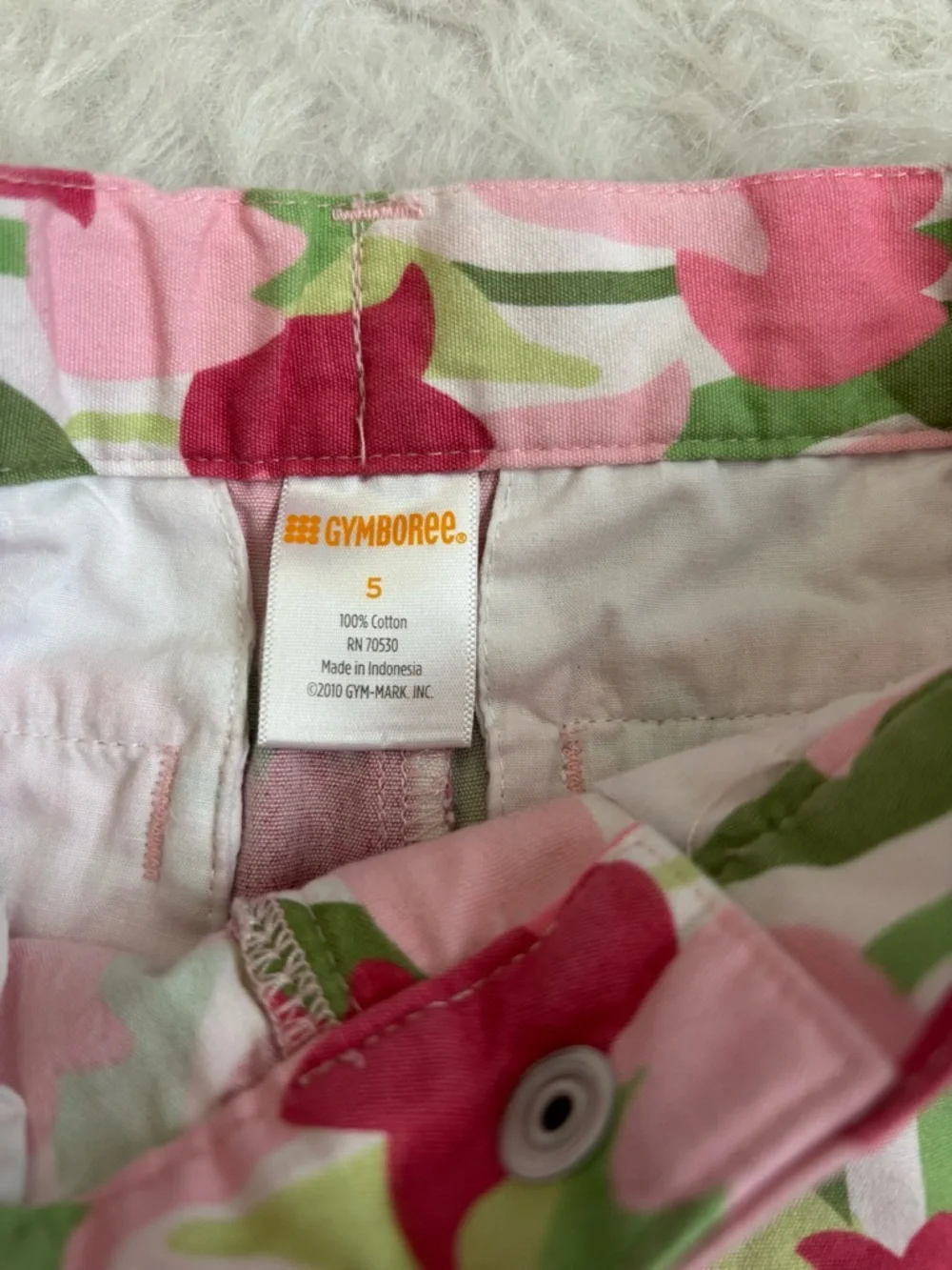 Gymboree Girls Pink and Green Tulip Print Preppy Bermuda Shorts